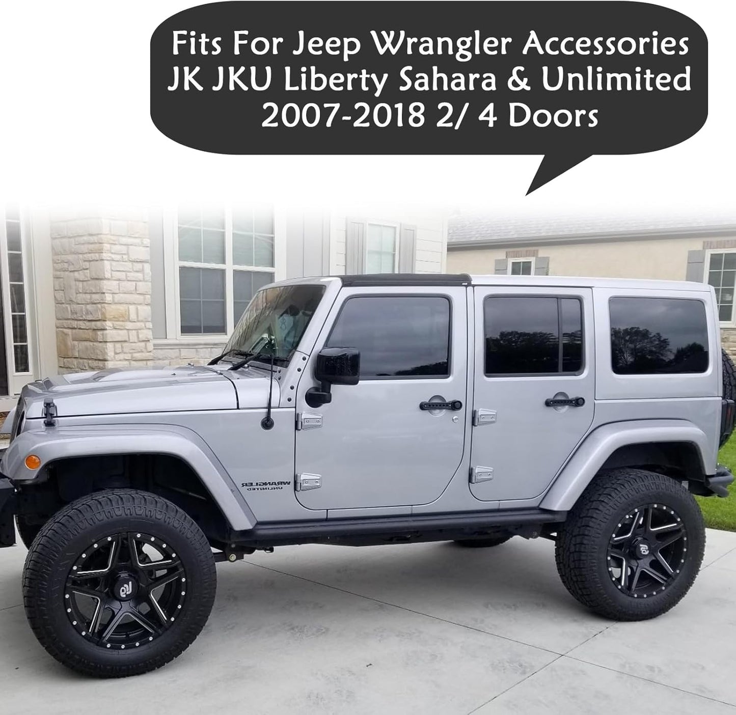 Side Door Handle Inserts Cover Trim Fits for Jeep Wrangler Accessories JK JKU Liberty Sahara & Unlimited 2007-2018 Exterior Grab Handles Pull JK Mods Decoration(Aluminum Black, 5PCS)