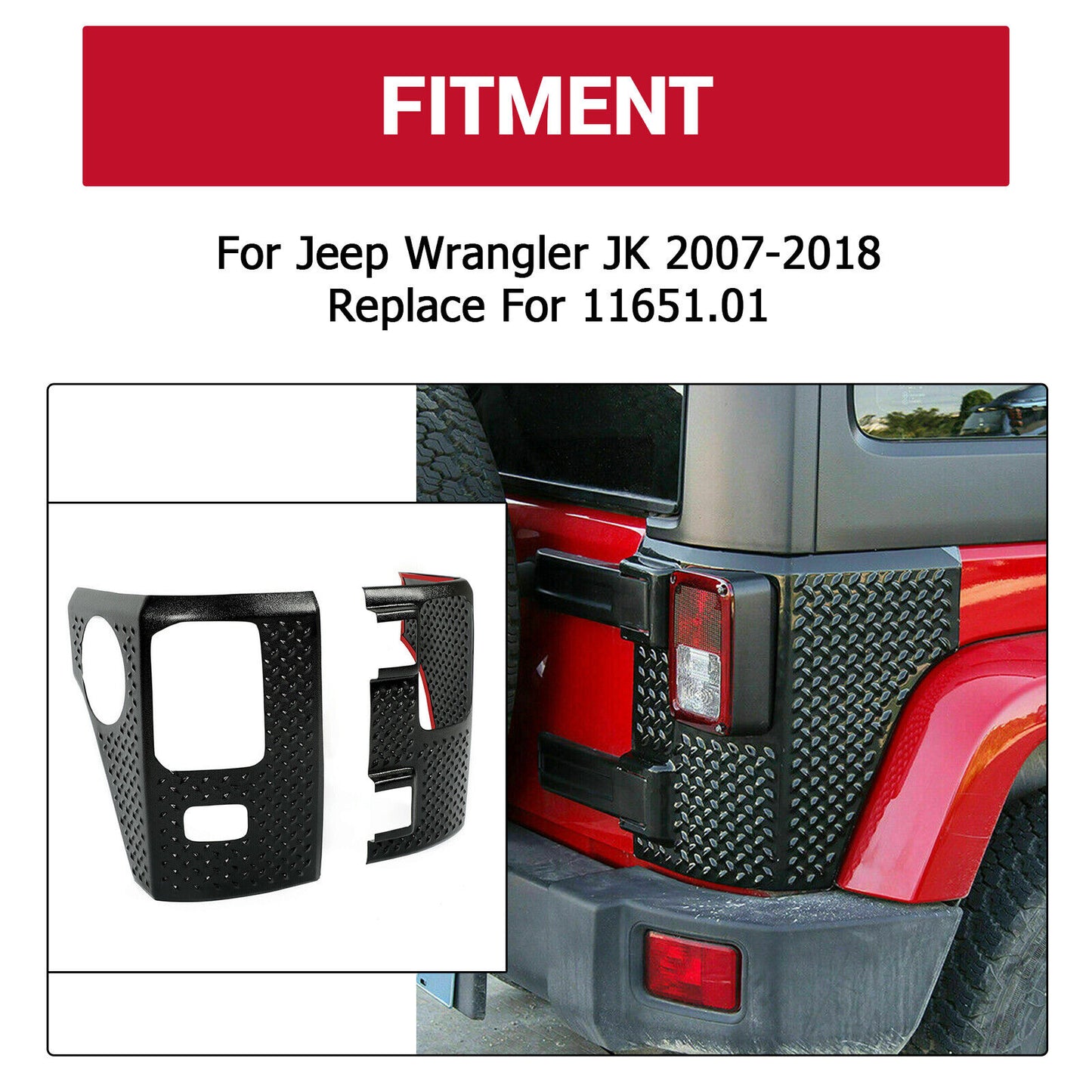 Rear Corner Guard Body Armor Tail Light Cover for Jeep Wrangler JK JKU 2007-2018