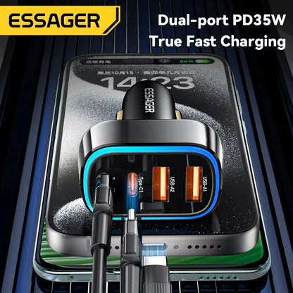 70W 4 in 1 Car Charger Super Fast PD3.0 QC3.0 Car Charger Adapter for Iphone 14 13 12 Pro Max Cigarette Lighter Charger