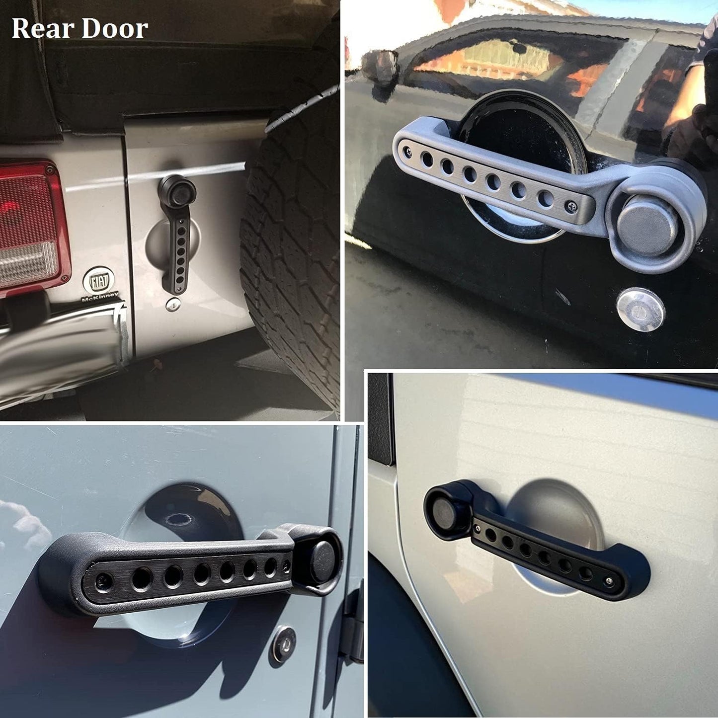 Side Door Handle Inserts Cover Trim Fits for Jeep Wrangler Accessories JK JKU Liberty Sahara & Unlimited 2007-2018 Exterior Grab Handles Pull JK Mods Decoration(Aluminum Black, 5PCS)