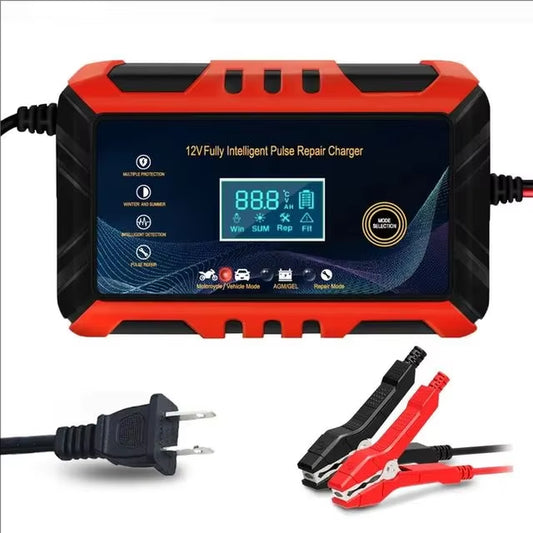 Car Battery Charger Intelligent Pulse Repair LCD Display 12V Car Battery Motorcycle Battery Charging Battery Repair Charger